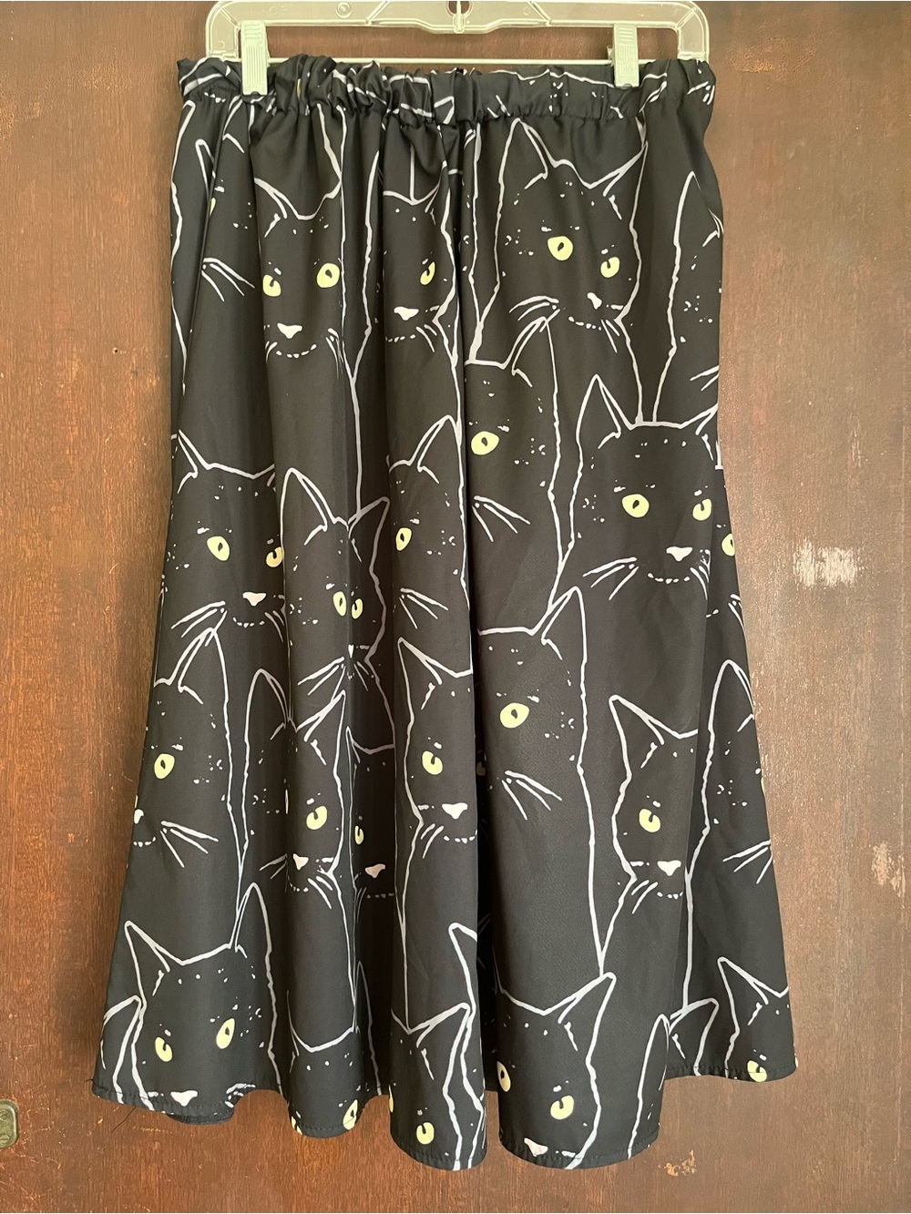 Black Cat Print A-Line Skirt XL goth Halloween